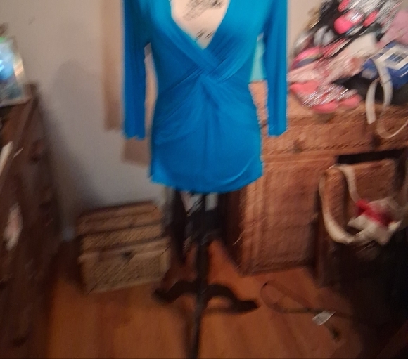 Cable & Gauge Teal Wrap Blouse - Picture 3 of 6